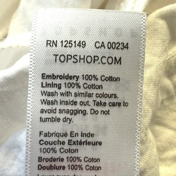 Topshop Overalls NEW w Tags Sz 2 Wide Legs Eyelet Apron Tie Waist Ruffle White - Picture 10 of 12